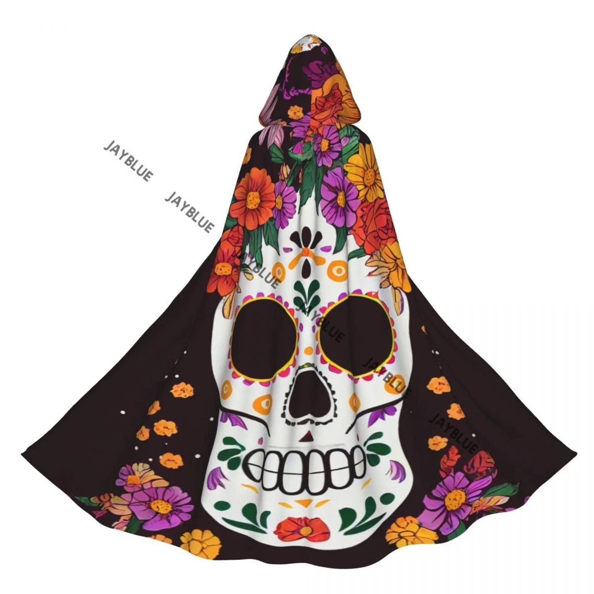

Day Of The Dead In Mexican Hooded Cloak Polyester Unisex Witch Cape Costume Accessory
