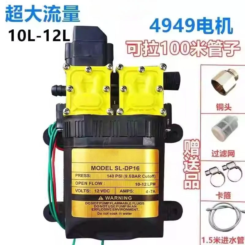 Electric Water Sprayer Pump High Pressure Sprayer Car Wash Spraying Water Pump 12v Double Head Diaphragm Water Pump