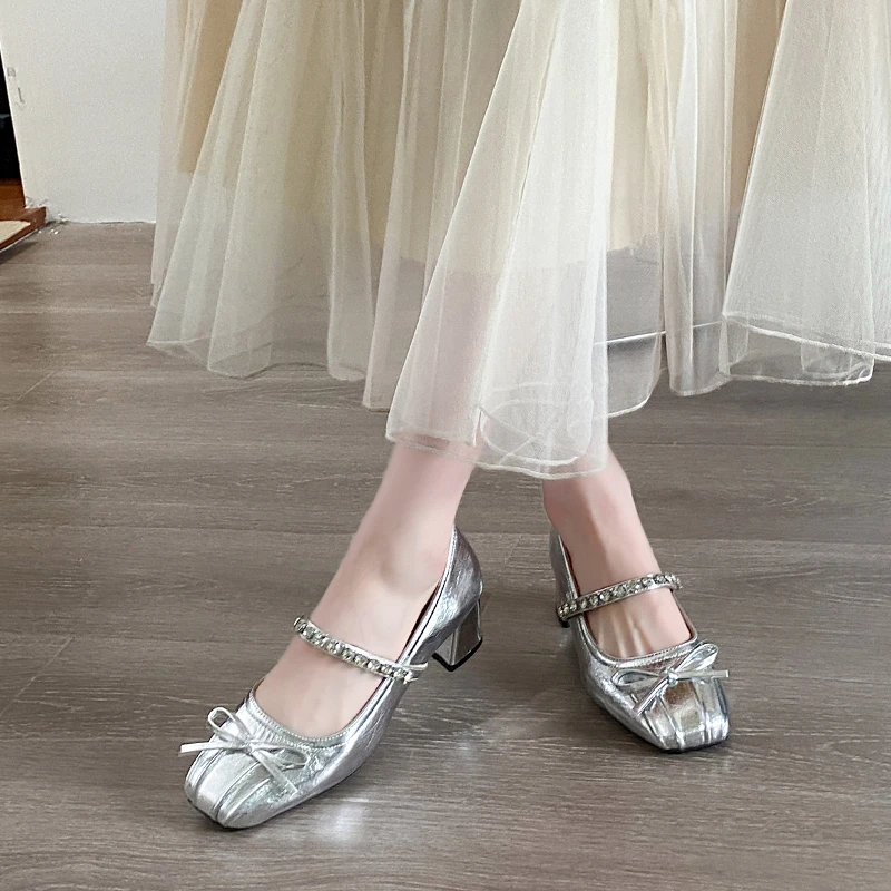 الفرنسية الرجعية ماري جين أحذية امرأة البيج أنيقة امرأة أحذية بكعب الراحة تنوعا Bowknot حذا فردي للسيدات النساء chaussure فام