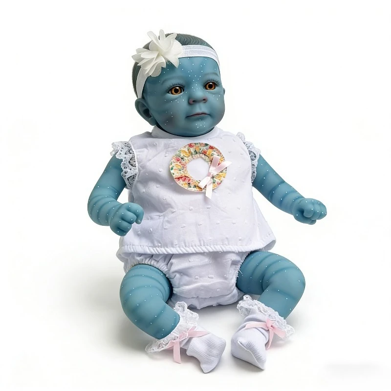 

45cm Newborn Baby Felicia Top Quality Blue Skin Collectible Art Doll Soft Cotton Toy