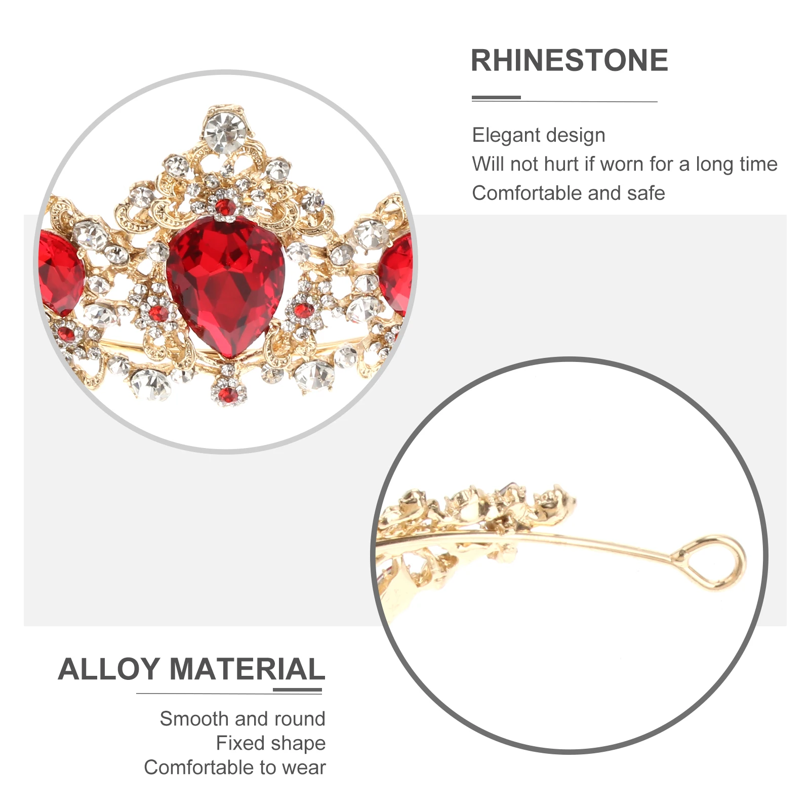 

for Women Bridal Wedding Hair Accessories Rhinestone Red with Comb
