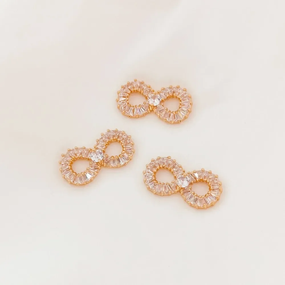 

14K Copper Plated Gold Set with Trapezoidal Zircon Twisted 8 Pendant Earring Diy Handmade Jewelry Accessory Material