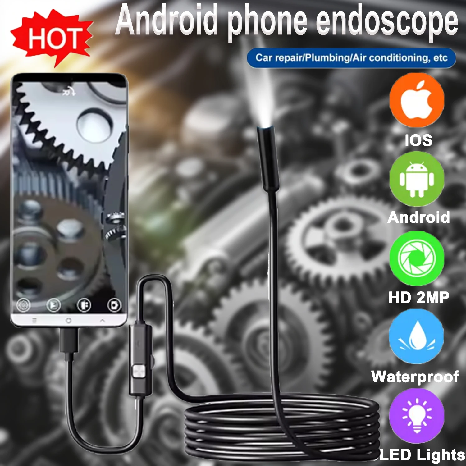 

3-в-1 7 мм 720P Промышленные эндоскопы Мини USB-эндоскопы Камера 10 м Эндоскопы Водонепроницаемые аксессуары для инструментов Камера для смартфона