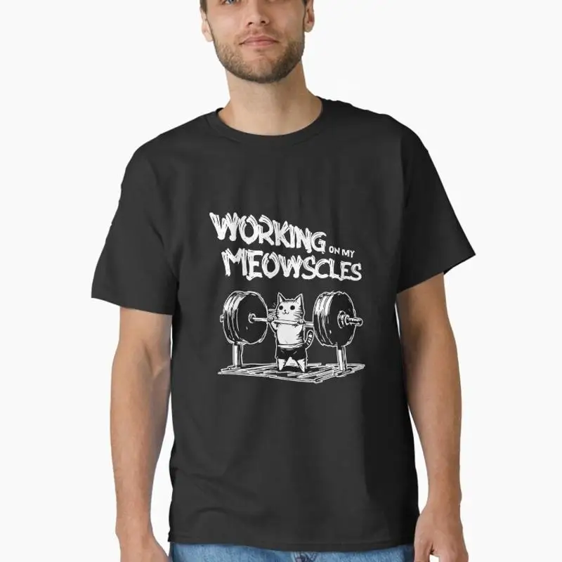 Working On My Meowscles Bodybuilding Kitten Feline Fitness Kitten Deadlift Kitten Weightlifting Classic T-Shirt
