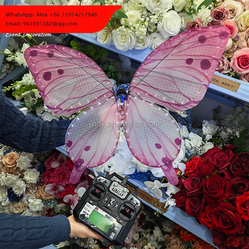 

Hot Sale Morden Pink LED Butterfly Used For Event Decoration Wedding Parties Stage Performances Commercial Promotion