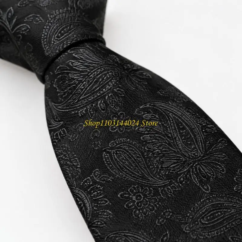 N5KE Pretied Necktie with Zipper Adjustment Flower Pattern for Quick Formal Wear