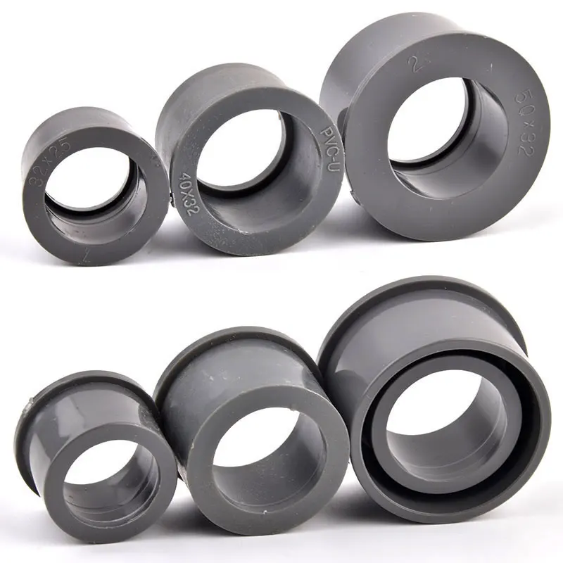 25~63mm To 20/25/32/40mm Grey PVC Reducing Pipe Connector Aquarium Pipe Bushing Garden Irrigation Joint Water Supply Fittings