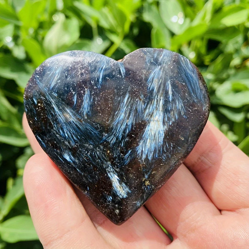 1pc Firework Heart Palm Stone, Glossy Black Heart-Shaped Decoration, Elegant Home Decor, Jewelry Making, Gifts