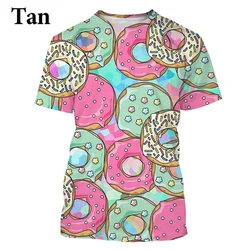 New Summer 3D Printing Chocolate Donuts T Shirt Children Fashion Streetwear Tee Shirts Unisex Summer Funny Y2k Tshirts Clothing