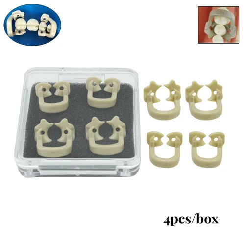4 unids/caja abrazaderas de dique de goma Dental Clip de barrera Material de resina herramientas de dentista de laboratorio Dental suministros de odontología pequeños y grandes