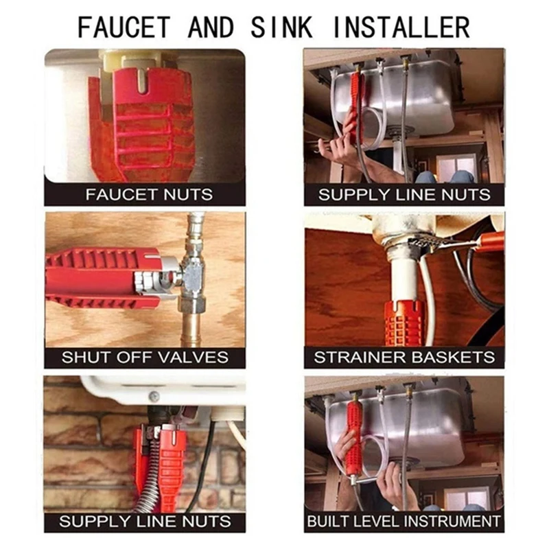 B08B-Kunci Pas Wastafel Multifungsi Keran Pipa Air Kamar Mandi Dapur Instalasi Pipa Alat Perbaikan Kunci Pas Air Panas