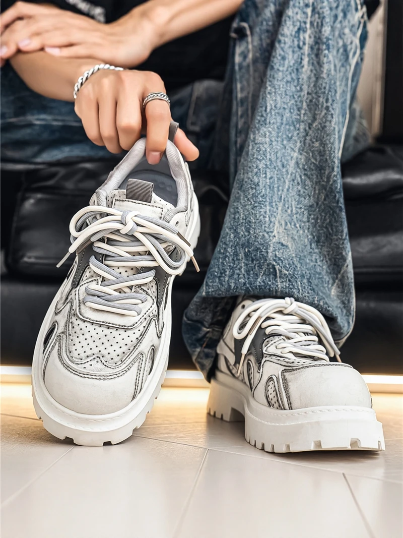 

Men's Sport Shoes Summer 2026 New Korean Style Retro Thick Bottom Breathable Fashionable Casual Shoes Wear Resistant PVC Outsole