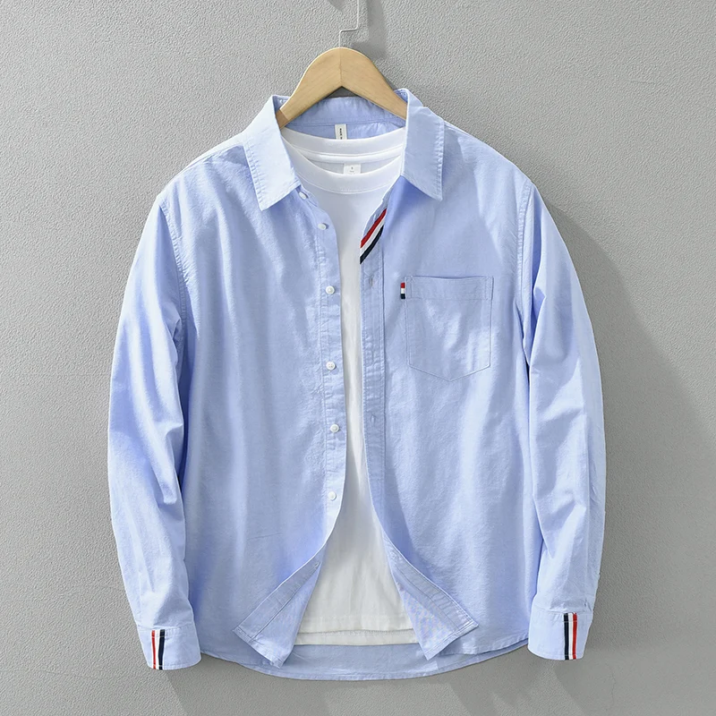 

2024 Spring New Men White Shirt Cotton Loose Long Sleeve Shirts Men's Clothing