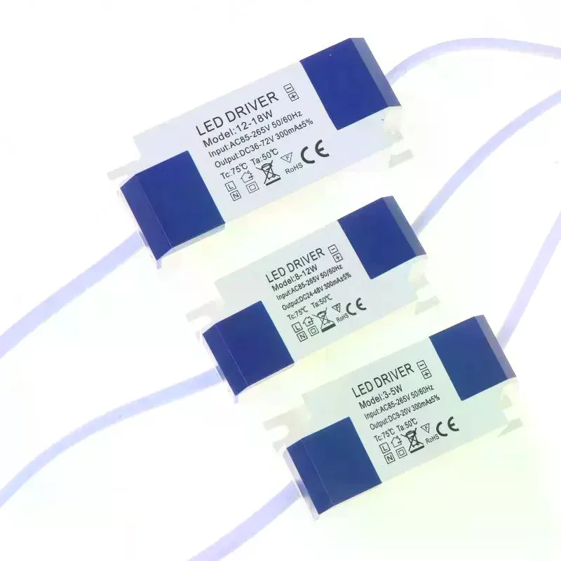 1Pcs Lighting Transformer 85-265V Constant Current Non-Isolated External LED Driver 1-3W 3-5W 4-7W 8-12W 12-18W 18-24W 24-36W