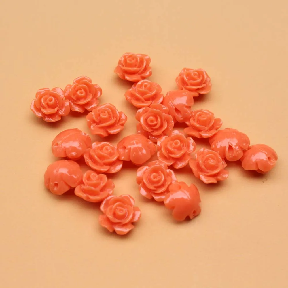 20pcs 10mm Artificial Coral Beads Camelia Flower Fashion Bead Red Black Pink Mix Colors for Jewelry Bracelet Making DIY