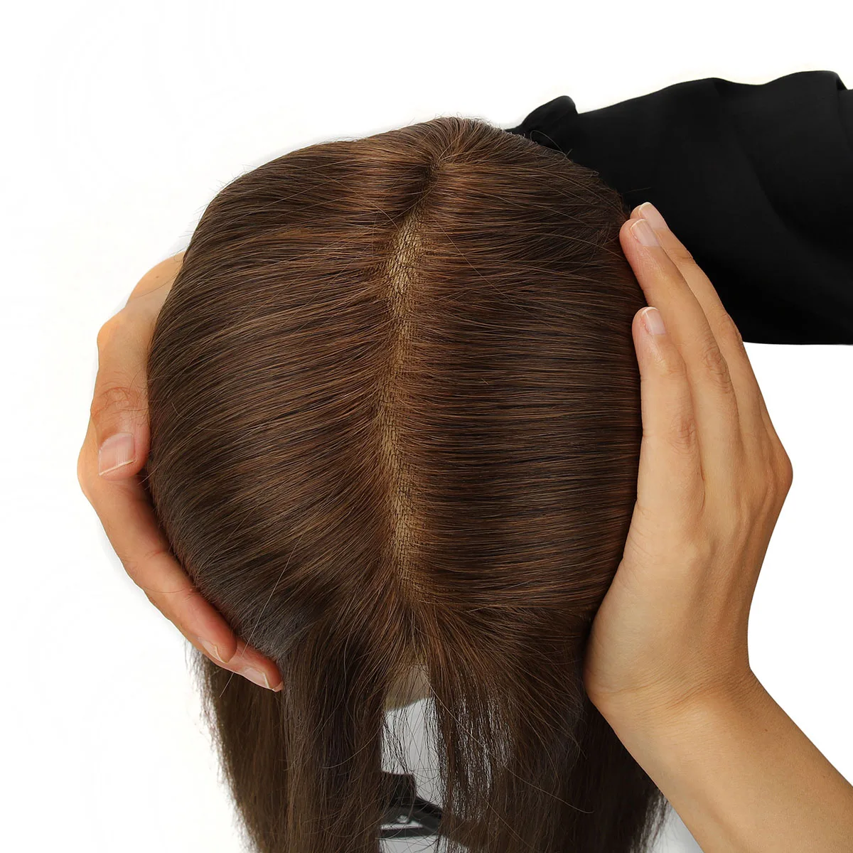 TUW01 Women's Hairpieces Knotted Technique Chinese Remy Human Hair Toppers Less Shedding Glued-on Or Taped-down to Scalp