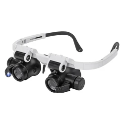 Magnifying Glass With 2Led Light 8X/15X/23X Telescopic Magnifier Loupes Glasses For Electronic Welding Watch Repair Tool