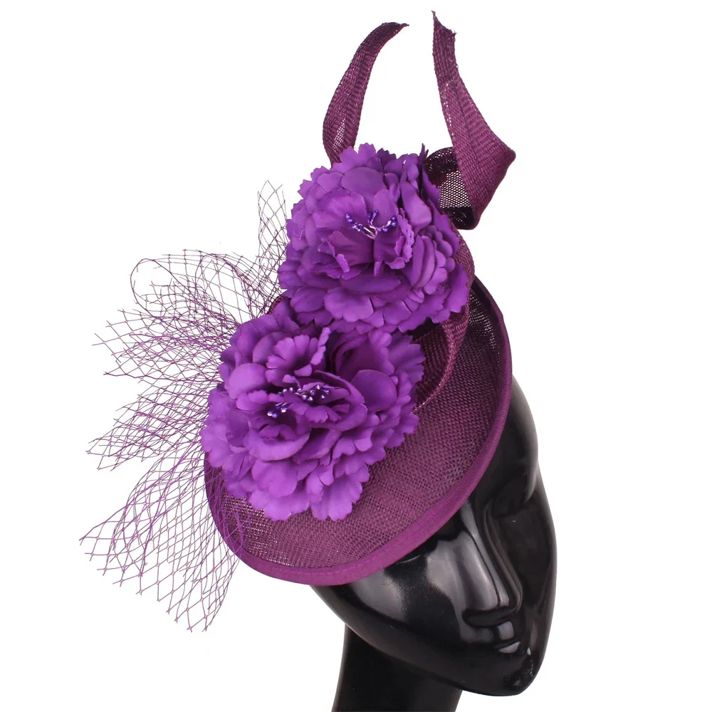 Elegant bride Wedding Fascinator Hat for Women Flower Hair Clip Ladies Cocktail Church Party headwear Fashion hair Accessories
