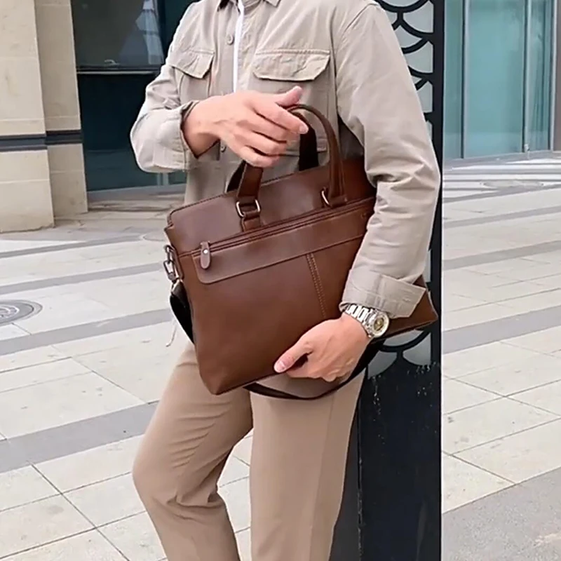 Teczka męska torebka ze skóry PU Laptop ramię biznesowe biuro Executive Messenger Portfolio torba Crossbody męska