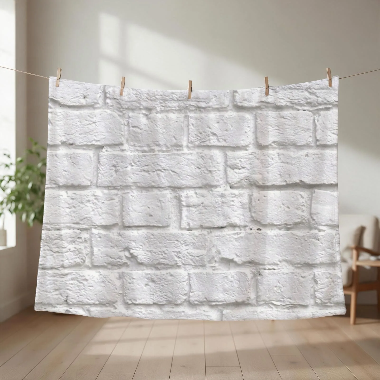New Simple White Brick Wall Throw Blanket couch cozy soft plush fuzzy picnic outdoor blanket