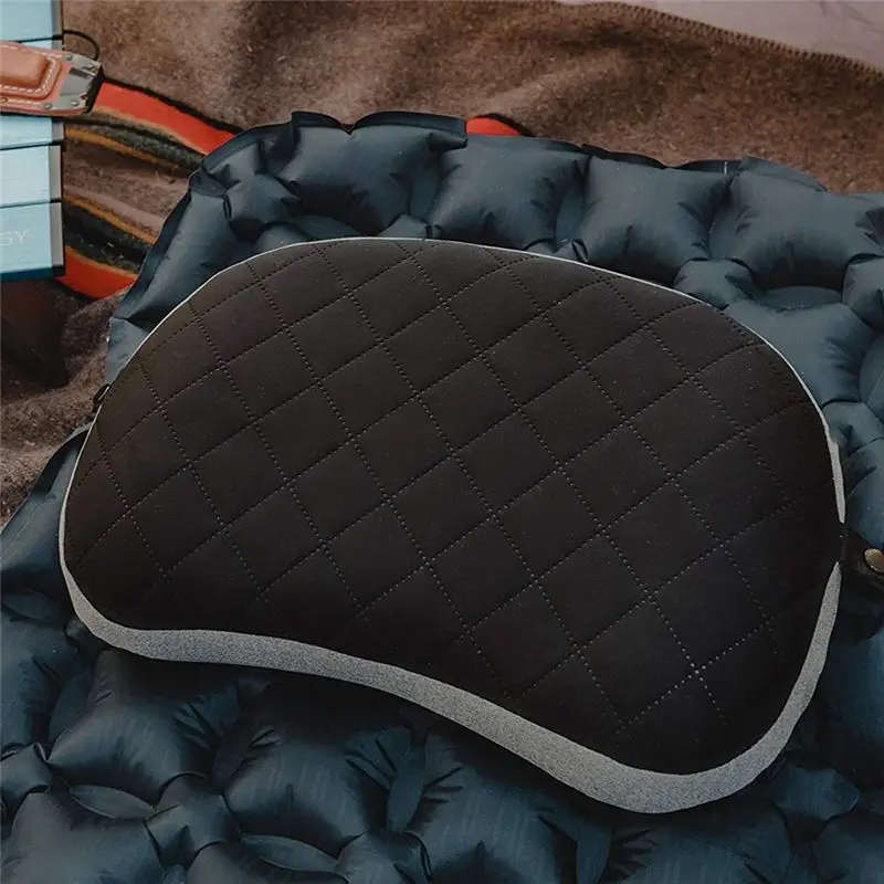 AT02-Ultralight Inflatable Camping Pillow With Soft Washable Cover, Compact Compressible Portable Travel Air Pillow(Grey) Durabl