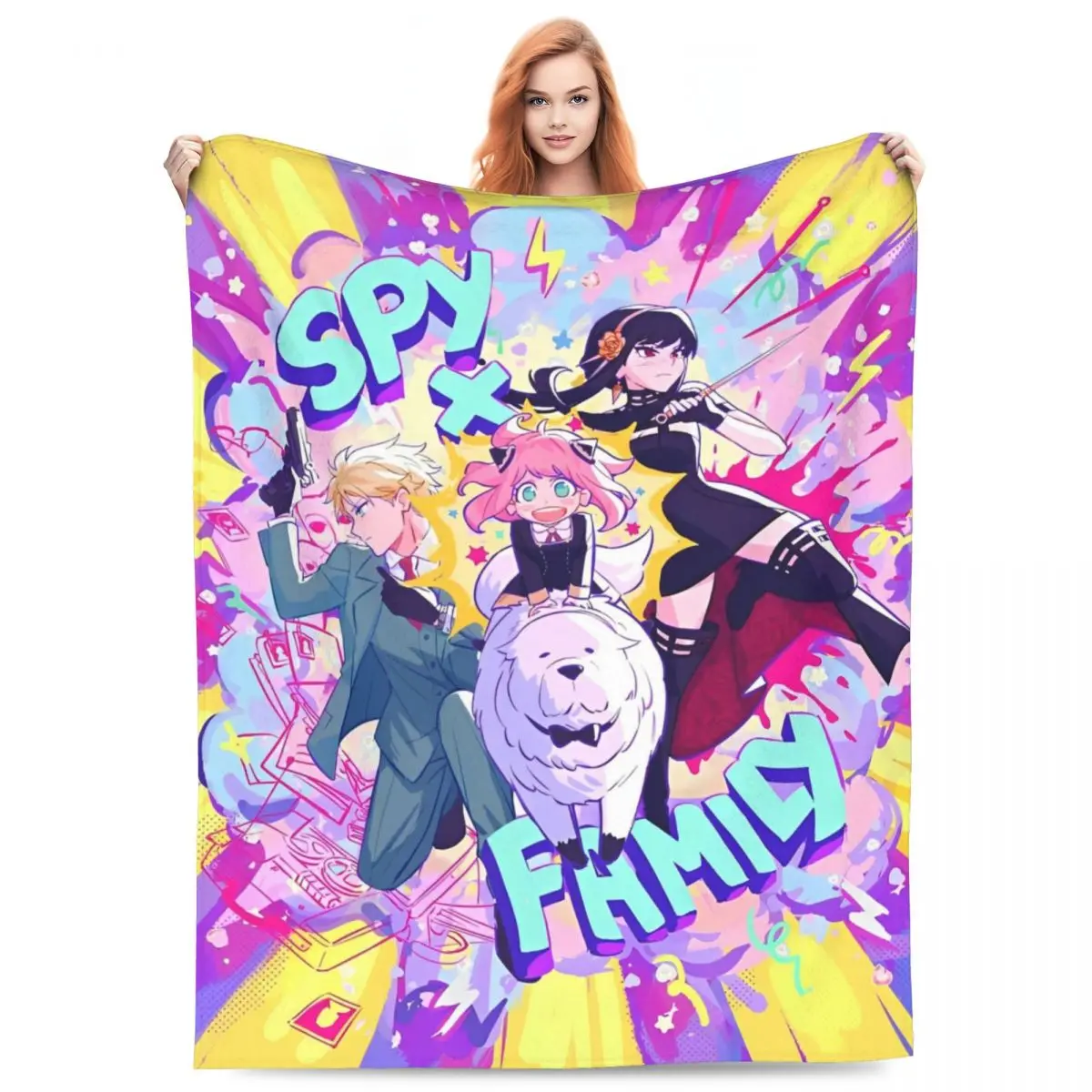 Spy X Family Anime Girl Anya Forger Blankets Fleece All Season Breathable Super Soft Throw Blankets for Bedding Car Rug Piece