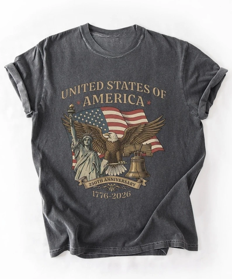 

Anniversary Shirt Vintage Independence Day Happy Birthday Unisex T-shirt Regular Short Sleeve All-match