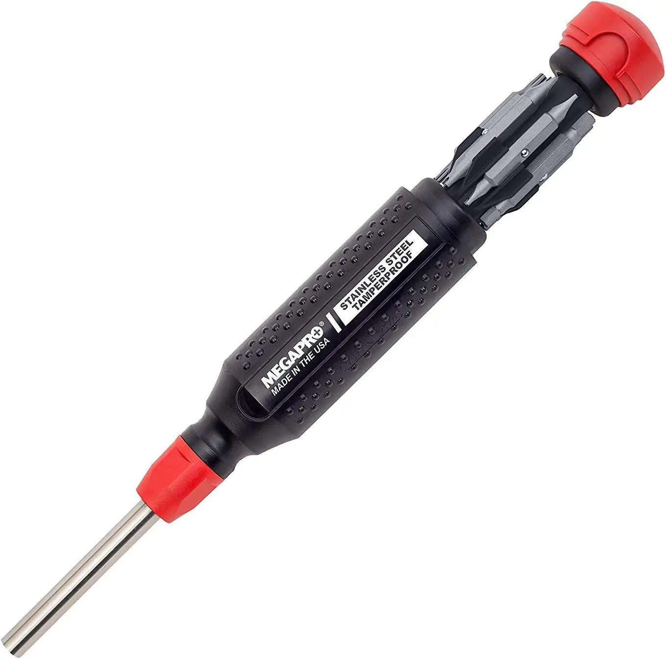 

15-in-1 Tamperproof Multi Bit Screwdriver with Stainless Steel Shaft, Black/Red