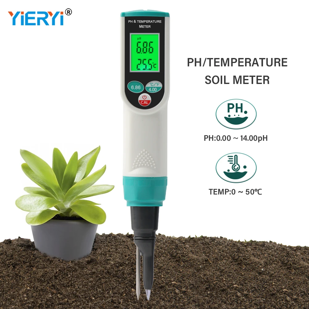 

Digital Soil PH Meter 0.00~14.00pH Temp Acidity Soil Tester High Accuracy Double Sensor for Planting Garden Lawn Potting Outdoor