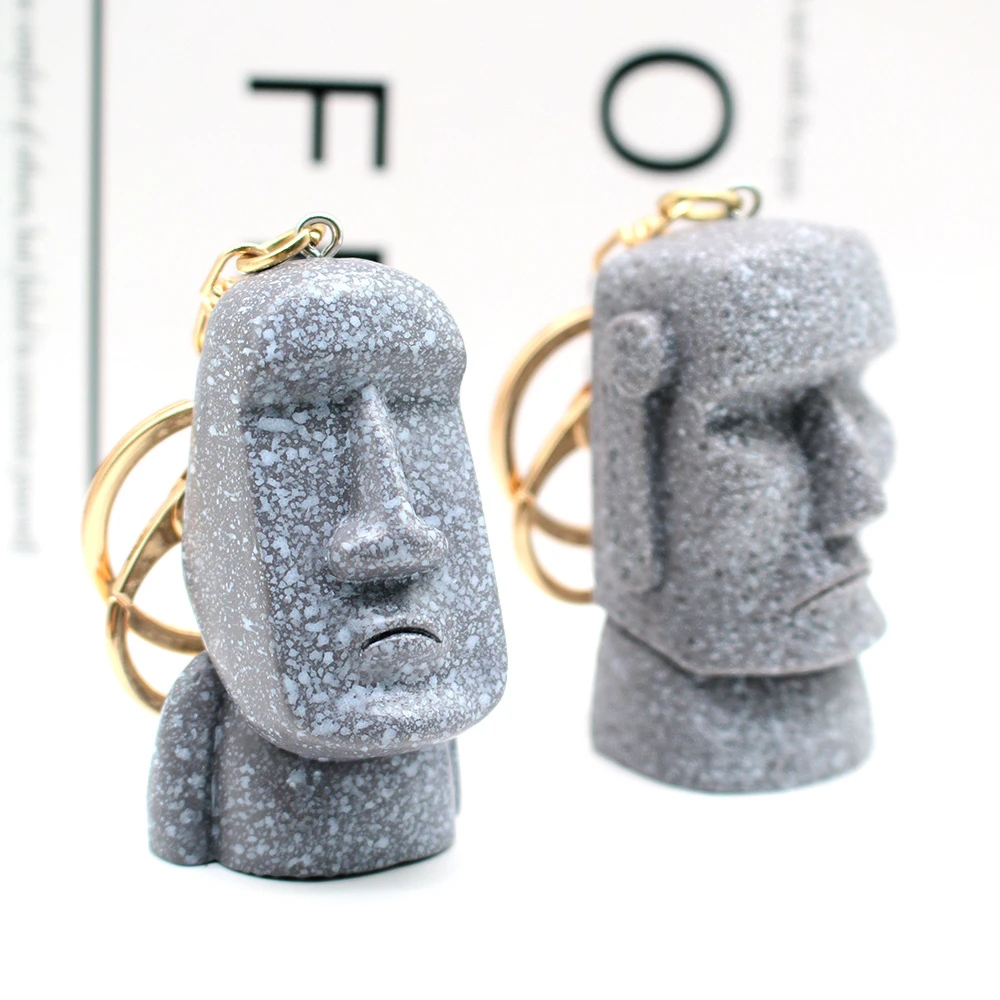 Bag Pendant Creative And Interesting Normal Packaging Keychain Key Ring Pendant Health And Safety Modern Art Moai Statue Durable