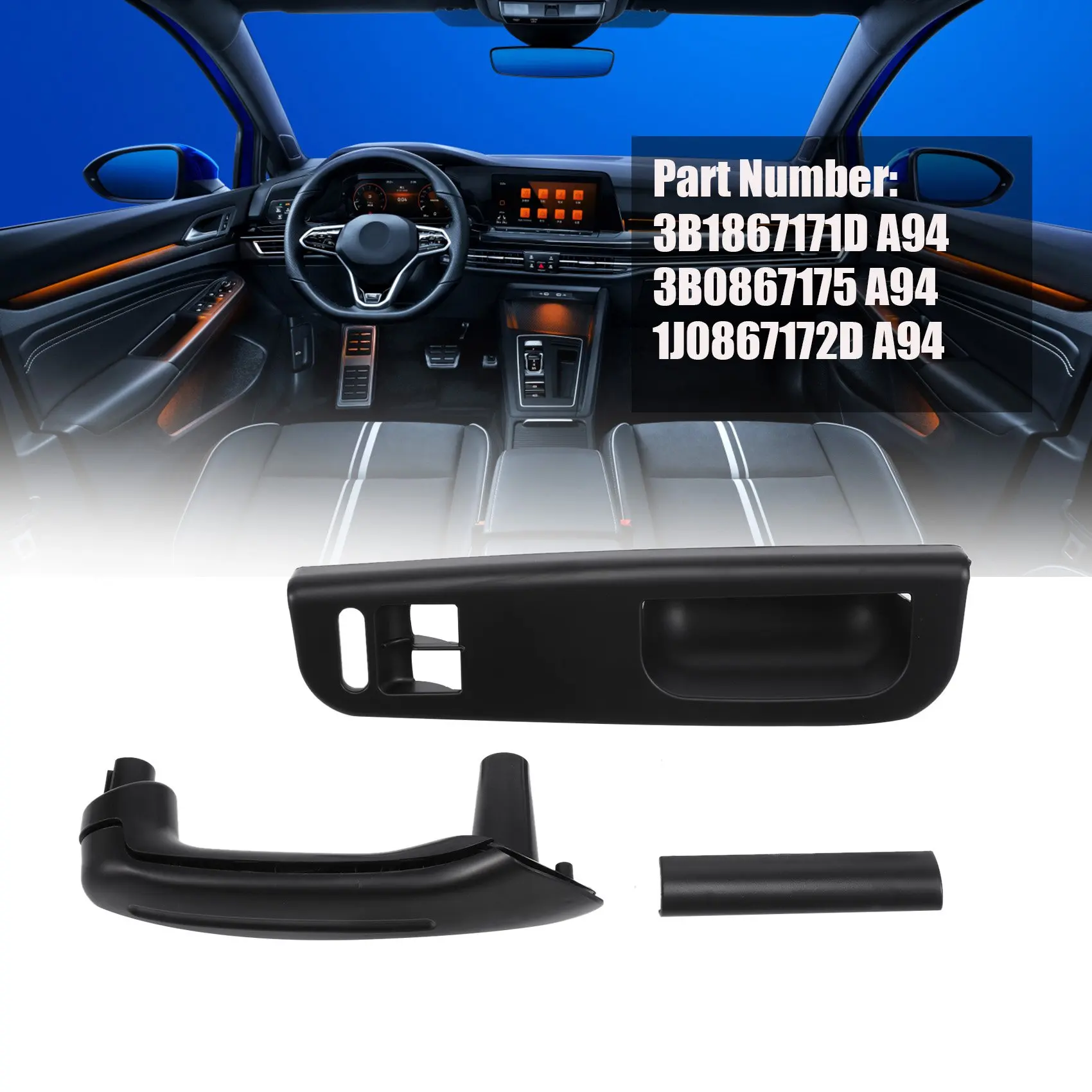 Tirador de puerta negro para Golf 4, manija de acceso, Panel interior de puerta