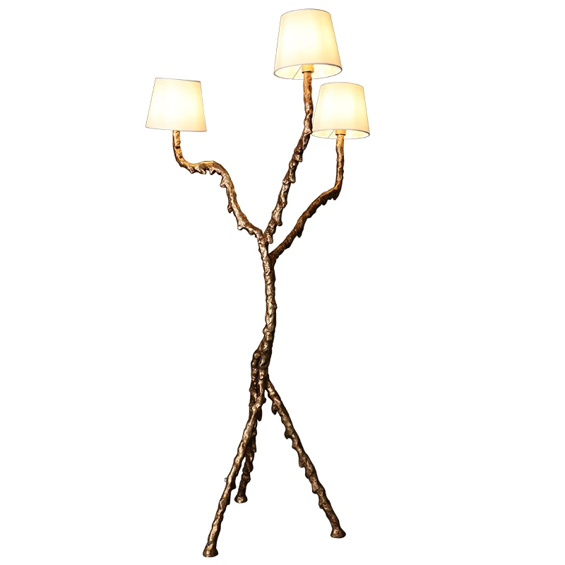 Retro pure brass floor lamp, tree and figure sculpture floor lamp, suitable for living room and study