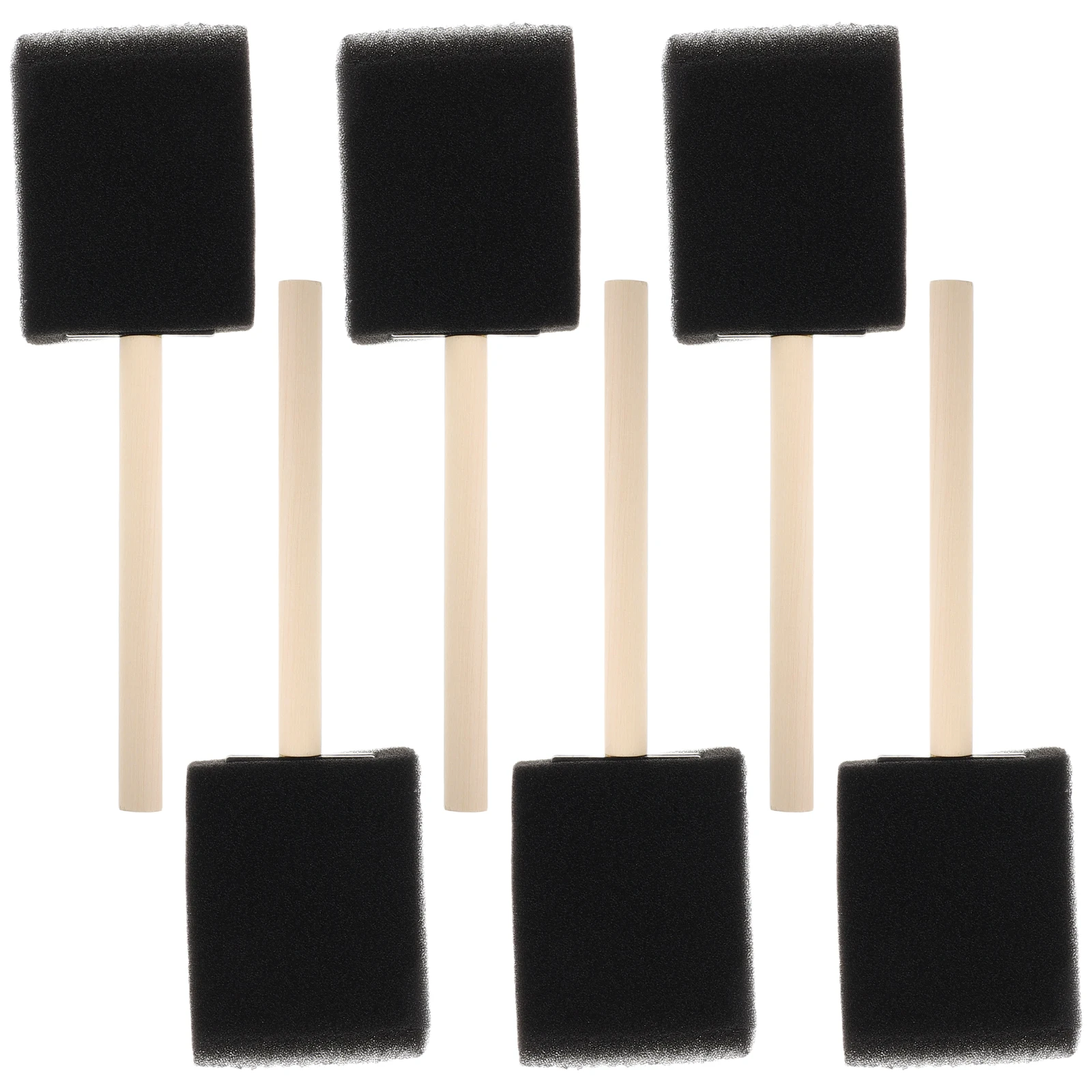 

6pcs Black Sponge Brush Wooden Handle Kids DIY Painting Crafts Easy Clean Long Lasting sponge brush set for toddlers