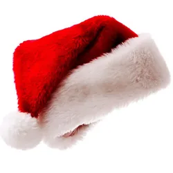 Plush Christmas Hat for Adult Kids Thickened Warm Santa Claus Red Xmas Hats Cap Merry Christmas New Year Party Decoration