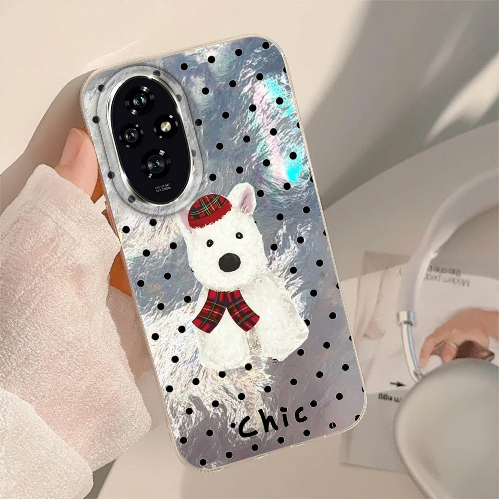 Circle Dot Cute Puppy Phone Case For Huawei Honor 400 200 Pro Magic7 6 5 Lite 90 Smart X7c X9c X9a X8a X8b X8c Girls Funda Cover
