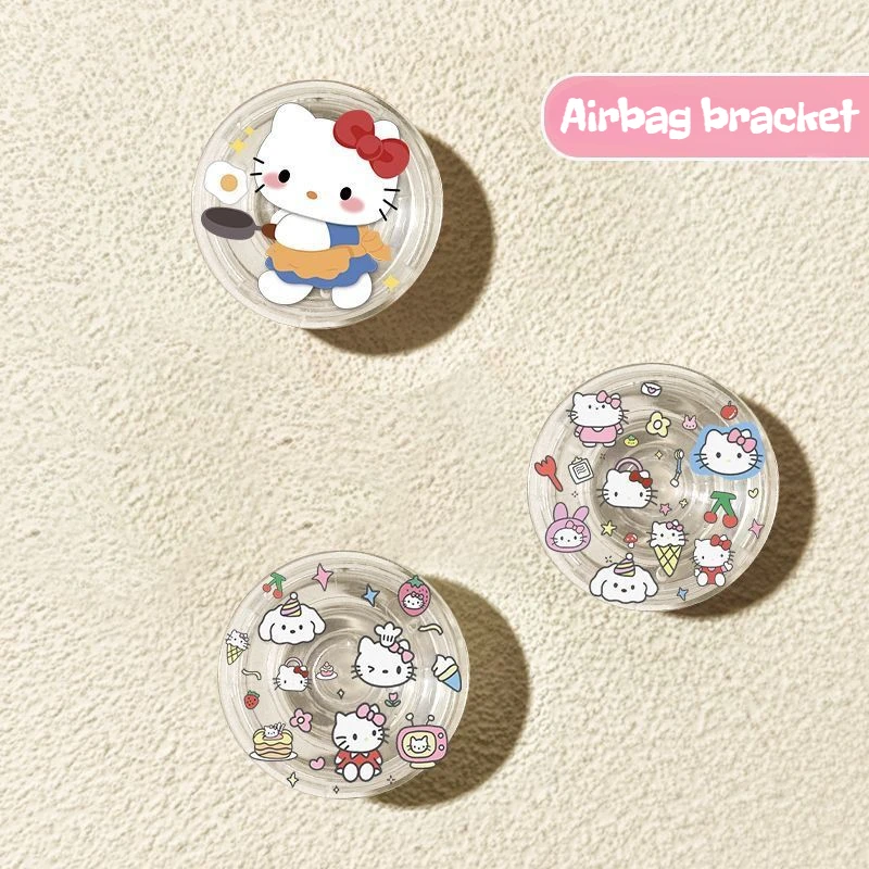 Sanrio HelloKitty Circular Airbag Bracket Ins Girl Heart 360 degree Rotating Adjustable Mobile Phone Holder Portable stand