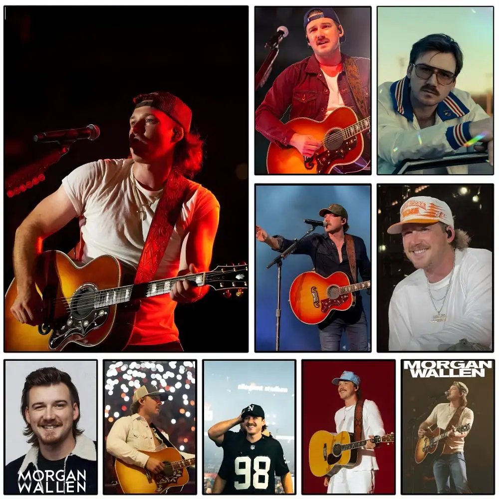 Singer M-Morgan Wallen Poster Self-adhesive Art Waterproof Paper Sticker Coffee House Wall Decor
