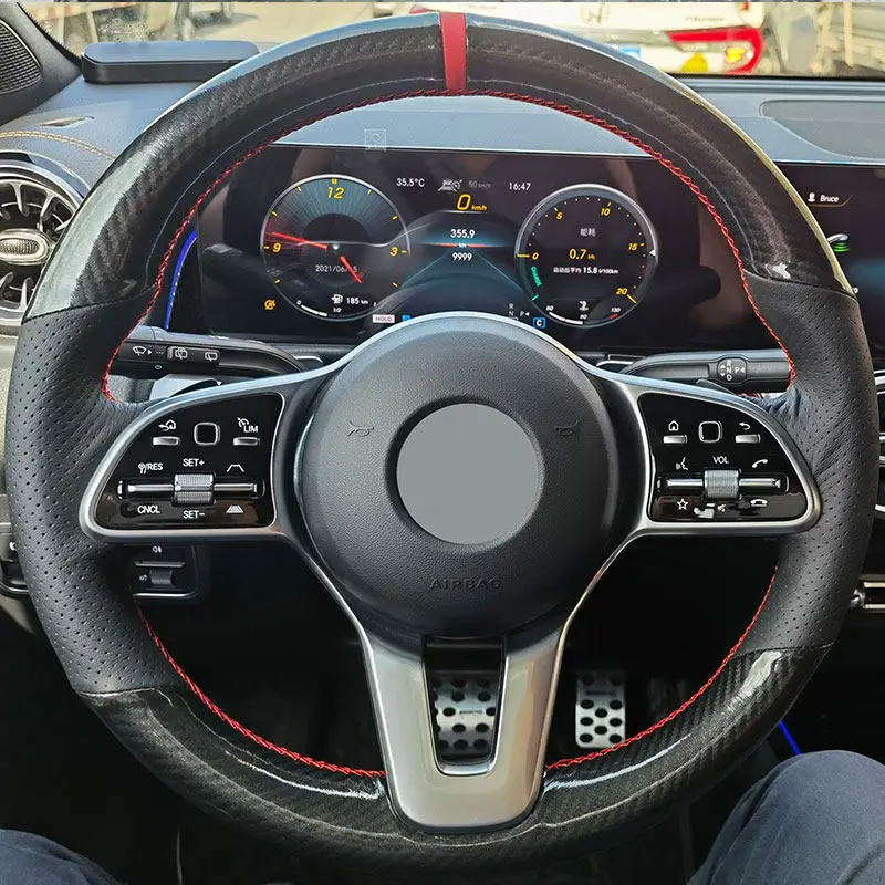 Hand Stitched Car Inner Steering Wheel Cover For Mercedes Benz A C E S G Class W177 W205 W213 W222 W463 Perforated Leather Trim