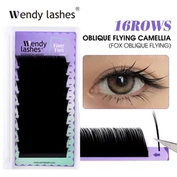 Wendy Lashes Camellia Oblique Flying Style Eyelash Fox Lashes Extension Soft Easy Fan Lashes Matte Black Makeup Wholesales