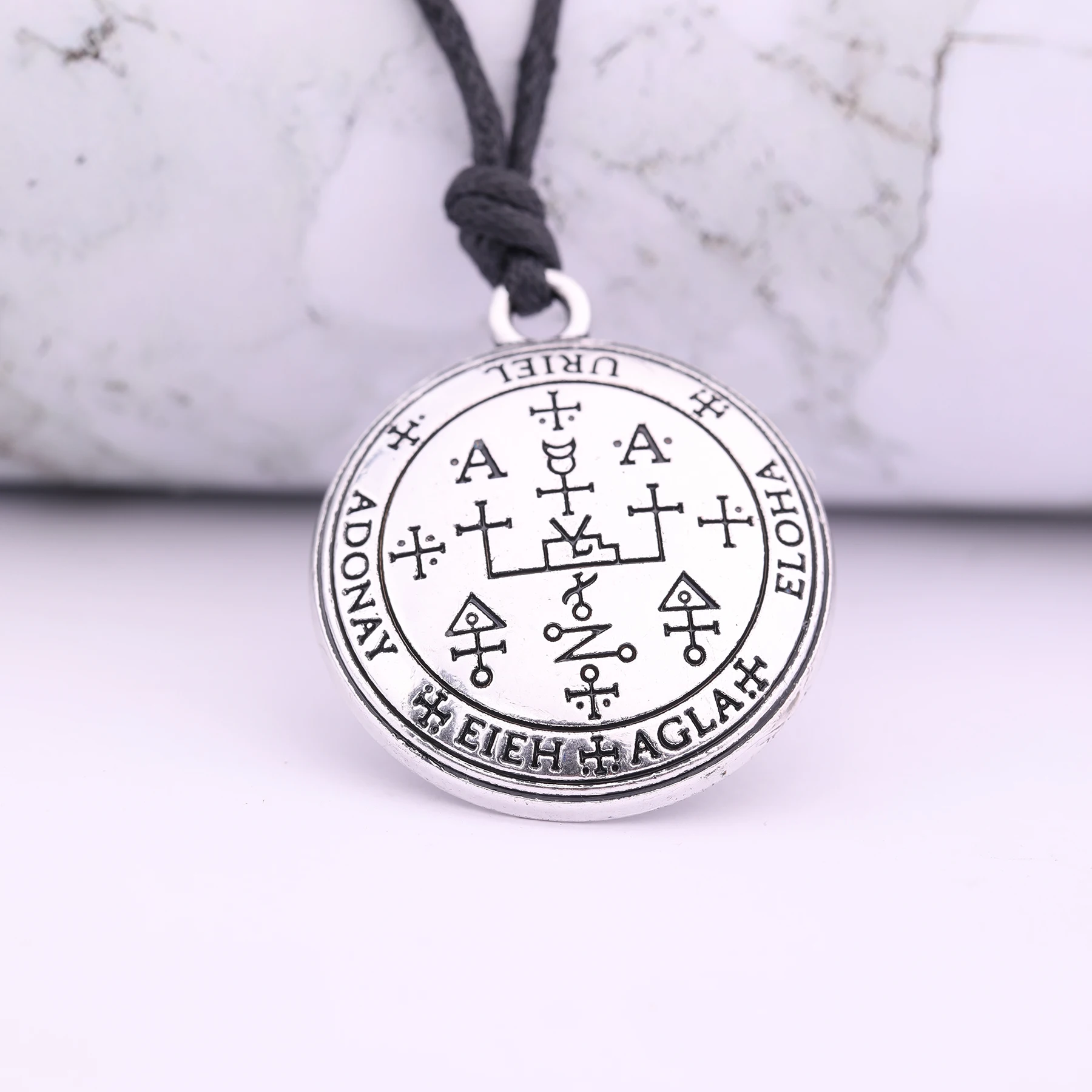 Dreamtimes Solomon Amulet Necklace For Men Women Protect Good Luck Wealth Wax Rope Chain Stainless Steel Pendent Necklace New