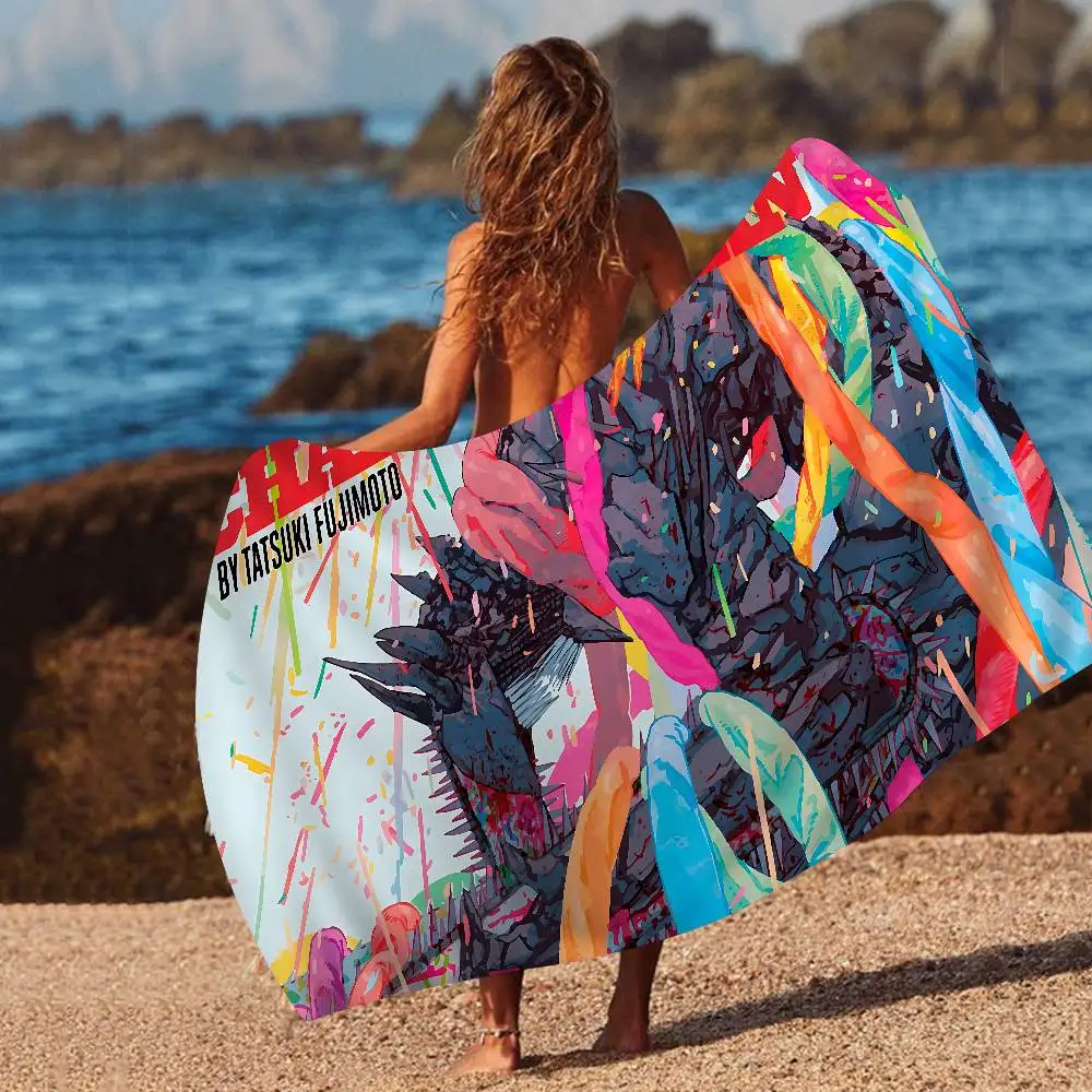 Anime C-chainsaws M-mans Microfiber Beach Towel Absorbent Quick dry Soft Yoga Swimming Resort Mountain Climbing Towel