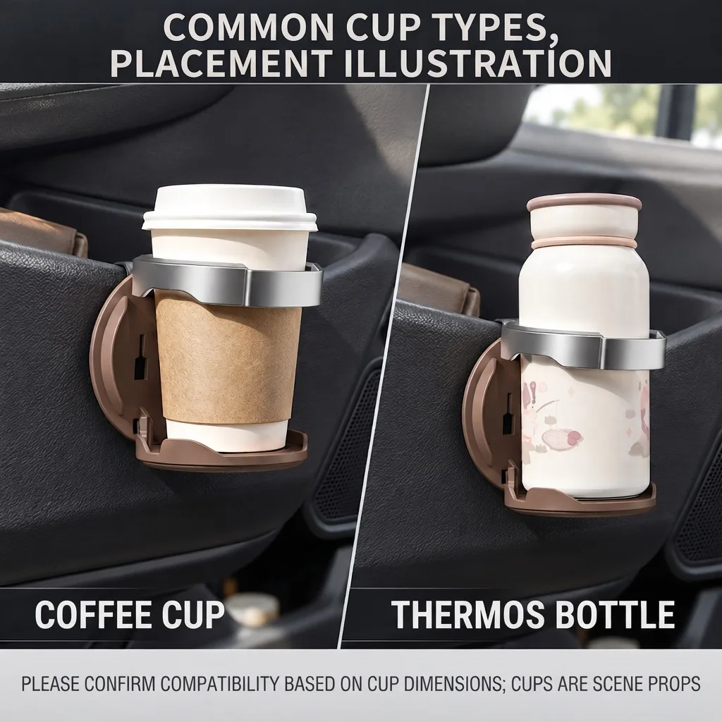 Hidden Foldable Car Door Cup Holder, Collapsible Auto Drink Bottle Holder Stable Anti-Spill, Space Saving Door Mount Bracket