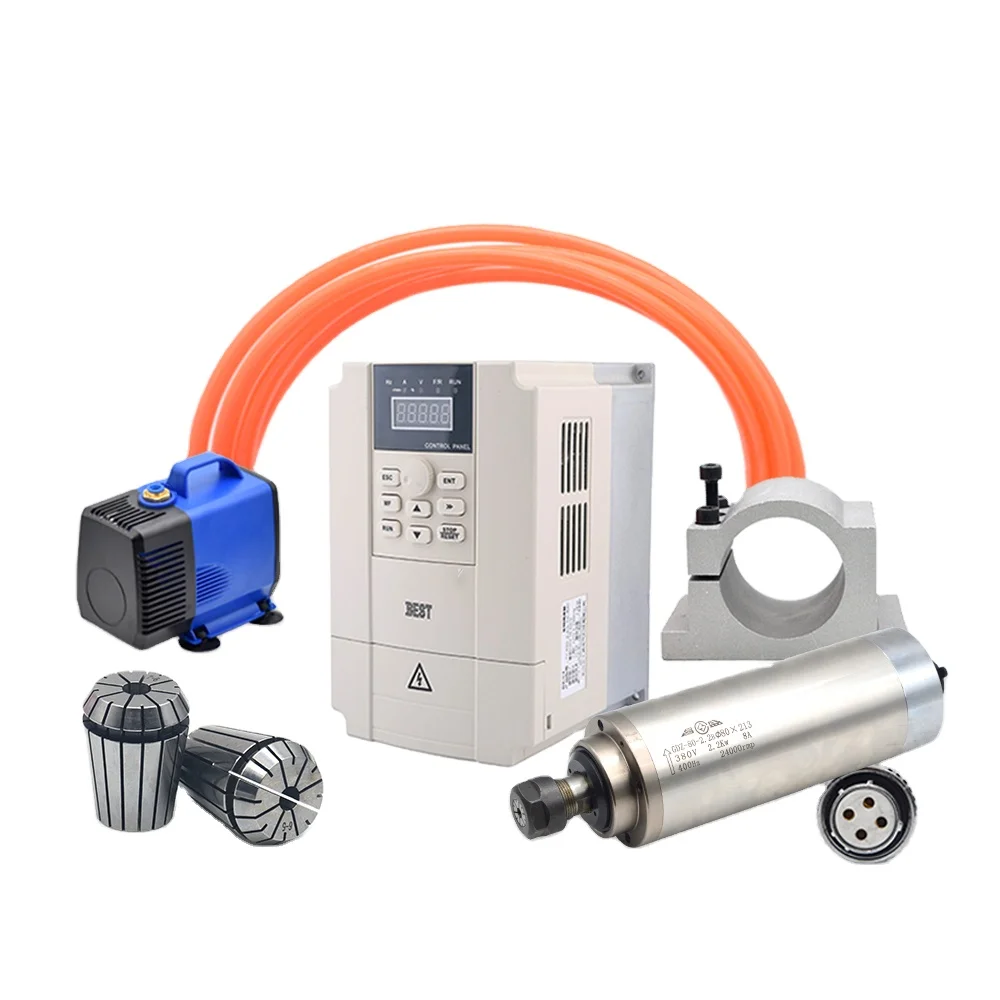 

Шпиндель с ЧПУ 2,2 кВт, металлический резак, шпиндель с водяным охлаждением GDZ-80-2,2B, 220 В, 380 В, 2,2 кВт, инвертор ER20 для фрезерного станка с ЧПУ