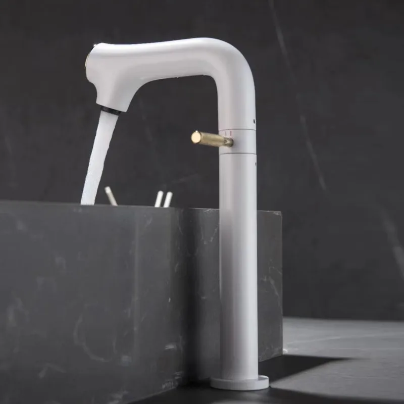 Hot Cold Digital Show Basin Faucet  Bathroom White Sink Faucet Single Lever Brass Crane Water Mixer