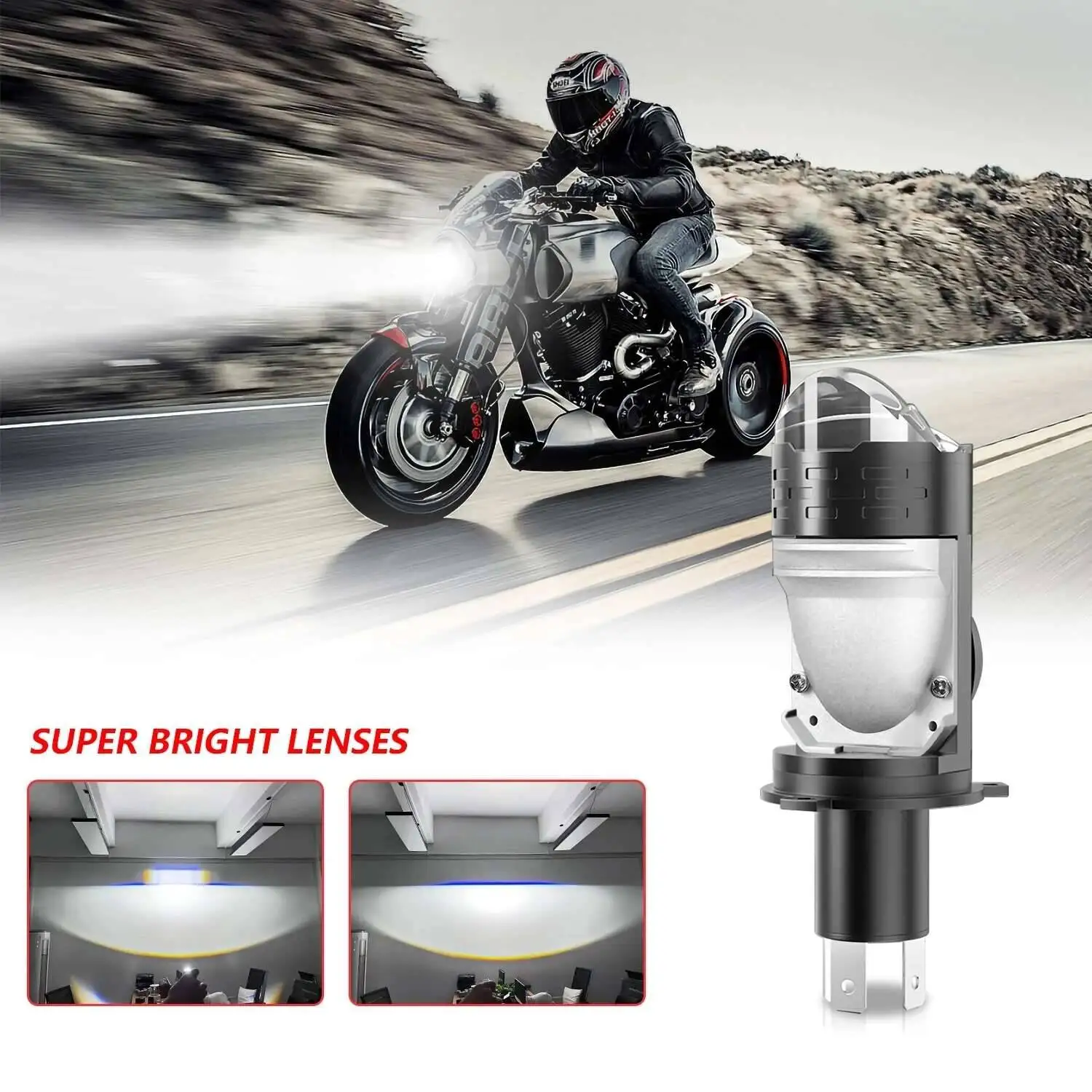 1X Projector Lens LED Headlight Bulbs 100W 9003 HB2 CANBUS Turbo Auto Bulb H4 High Low Light Fog Lamp Bulb12v