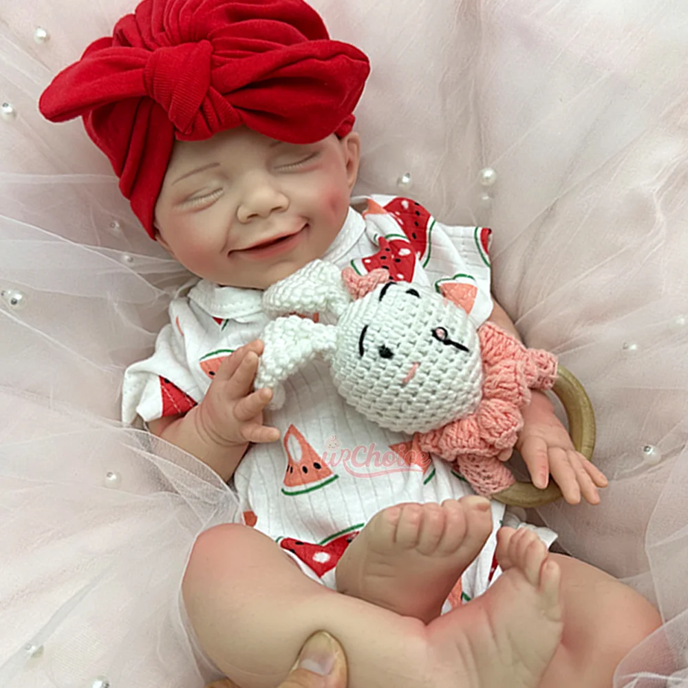 Muñeca Reborn de silicona platino de cuerpo completo, flexible, de 45 cm (18 pulgadas), resistente al agua, hecha a mano, con boca que se abre, realista, bebé recién nacida, juguete, regalo