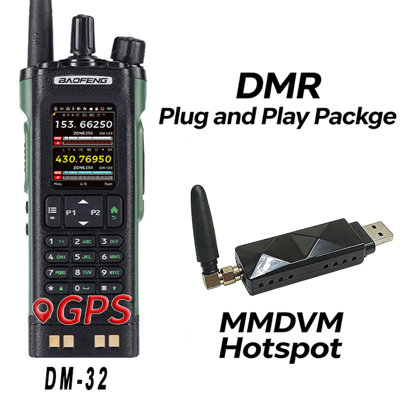 DMR Plug and Play Bundle Baofeng DM32UV Digital Analog Dual Band Portable Two Way Radio USB MMDVM Hotspot Walkie Talkie Low Cost