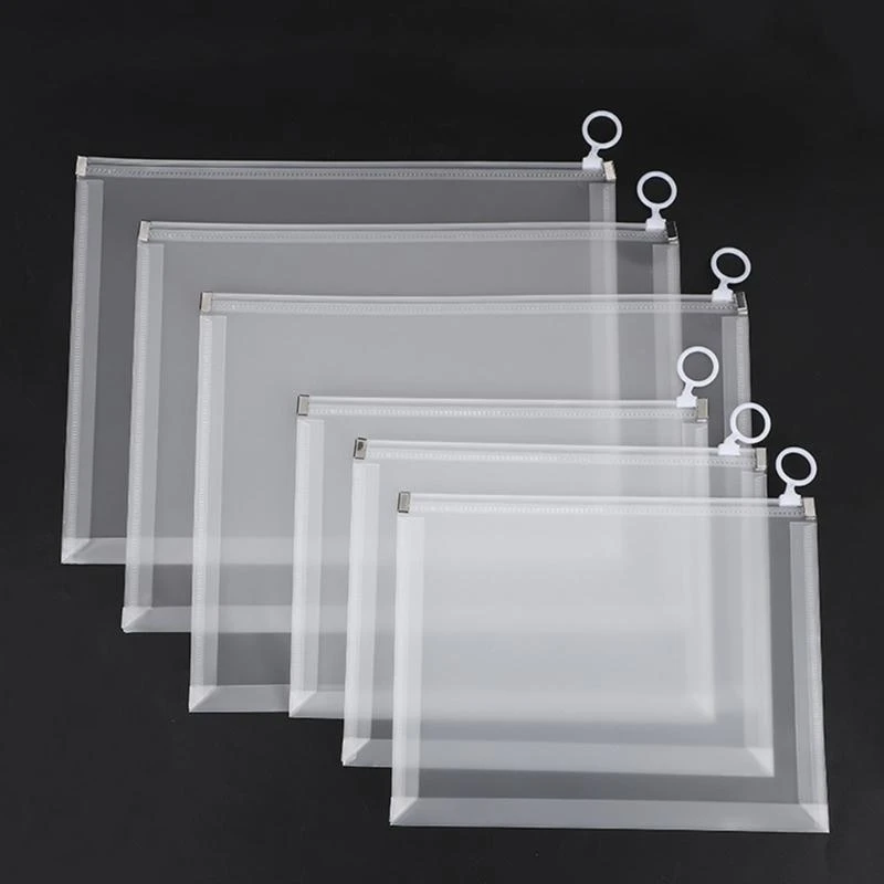 DXAB Pack of 12 Clear Zipper Document Bag For Office and Travel Use, Water Resistant