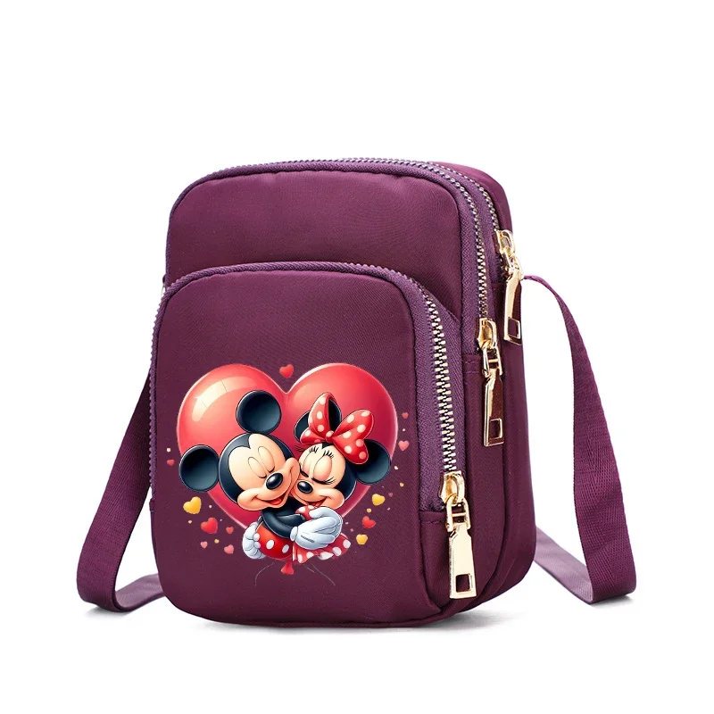 Women Crossbody Bags Disney Mickey Minnie Mouse Zipper Mobile Phone Shoulder Bag Lady Female Multifunction Mini Handbags Purse