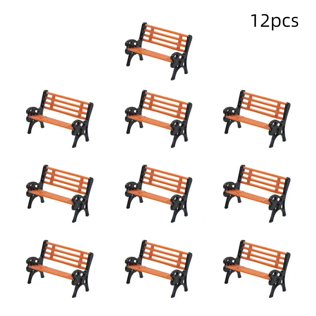 12pcs Miniature Chair Park Bench 1:30-1:100 HO Scale Garden Building Railway Model Diorama Hobby Crafts